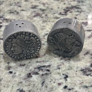 Silver Coin Design Salt and Pepper Shakers